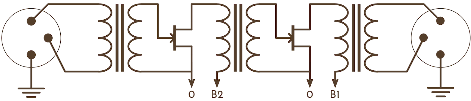 a simplified 2-stage studio amplifier schematic